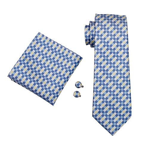 Cravate en soie jacquard MU ensemble cadeau homme avec boutons de manchette et pochette hanky