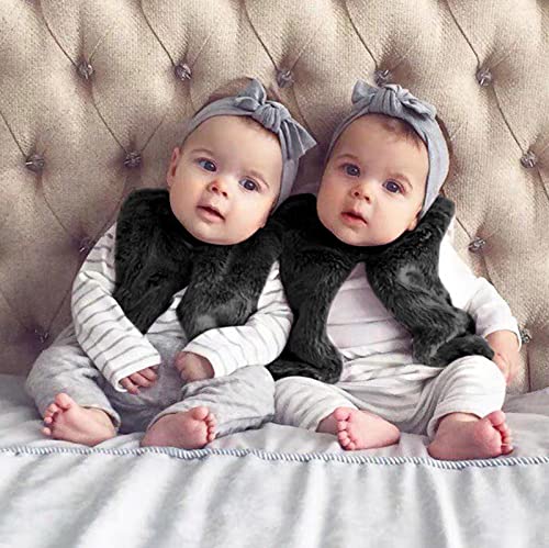 Baby Girls Warm Faux 𝗙𝘂r Jacket Sleeveless Thicken Open Front 𝐅𝐥uffy Vest Coat Warm Windproof Outerwear4