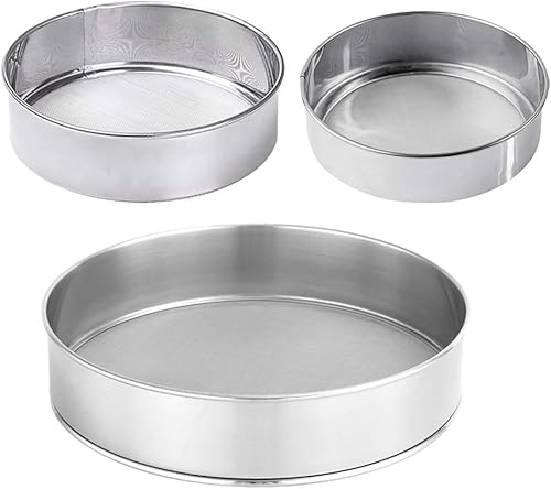 Hemoton 3 piezas de tamiz de harina de malla fina de acero inoxidable en polvo colador de cocina herramientas de tamizado para té de café y azúcar