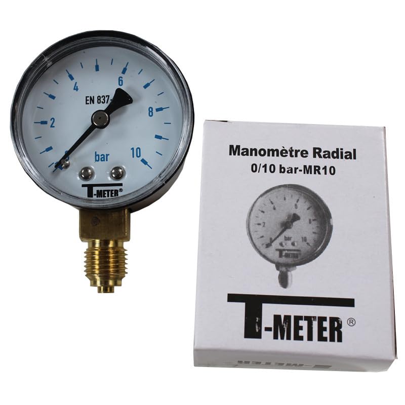 Raccord laiton à visser - Jaquette prise de pression réseau eau Femelle écrou libre 3/4'' (20/27) - Femelle 1" (26/34) + Manomètre Radial 0/10 bars Glycérine - Arcanaute