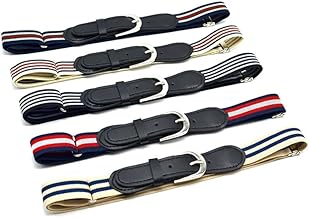 MR.JUNIOR Children Elastic Belt Striped Adjustable Waist Belts Leather Cover Pin Buckle for Kids Baby Toddler 2 to 9 years old (Multicolor)