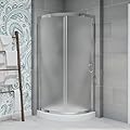 OVE Decors Breeze 32 in. x 76 in. Rounded Frosted Glass Sliding Corner Shower Kit | Includes Glass Panel, Glass Door and Acrylic Shower Base, in Chrome Finish