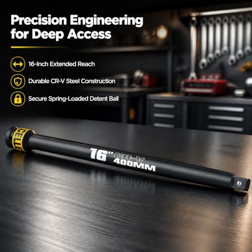 Image of 3 /4 inch Drive Impact Extension Bar, 16 Inch Length Socket Extension, CR-V Steel, Narrow and Deep Areas in Automobile Maintenance, Mechanical Assembly or Industrial Operations