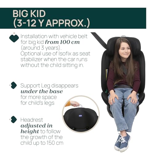 Image of Chicco Everone i-Size Baby Car Seat with 360-degree Rotation for Rear & Forward Facing | 5 Reclining Positions | Easy Installation with Isofix | 0 to 12 Years (40cm-150cm)