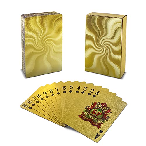 Gold Playing Cards,Deck of Cards, Poker Cards, Waterproof Playing Cards, Cards for Table Game, Luxury Gold Foil Poker Card, Use for Party and Entertainment