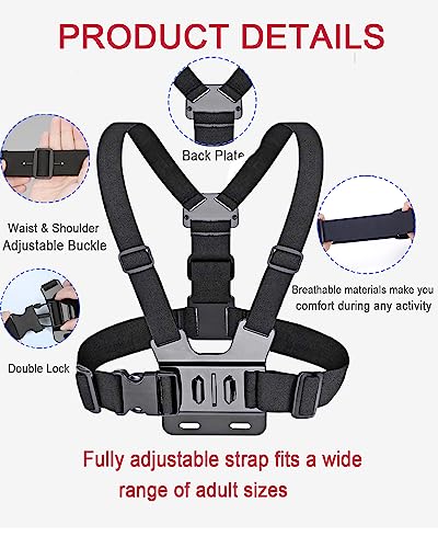 Wlpreoe Phone Chest Mount Harness & Head Strap For All Iphones - Hands Free For Pov/Vlog - Anti-Slip & Water-Resistant Accessories Kit For Immersive Filming Video, Fishing- Body Camera Mount For Gopro #TOP1