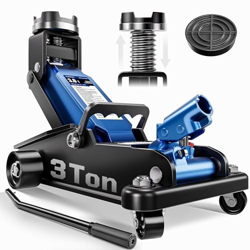 AUTOWN 3 Ton Floor Jack - Heavy Duty Car Jack with Quick Lift for SUVs & Trucks, 7.1-20.9 Inch Lifting Range, Hydraulic Service Jack (6600 lbs)