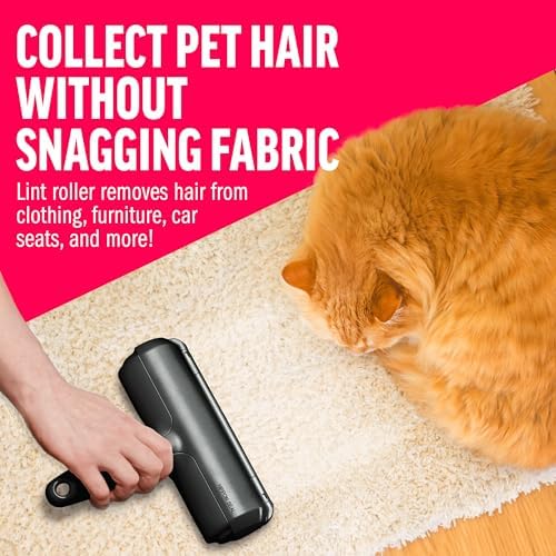 ChomChom Roller Pet Hair Remover – Original Size Reusable Lint Roller for Cat & Dog Hair on Furniture, Couch, Carpet, Car, Rugs & Bedding – Portable, Eco-Friendly (Black) - 4