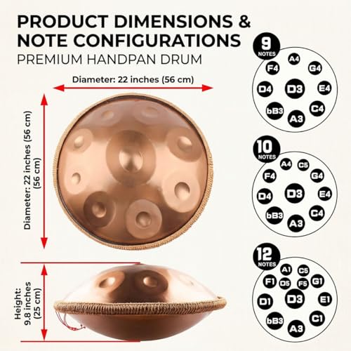 Handpan Instrument 22 Inch D Minor 10 Notas 440Hz Gold miniatura 3