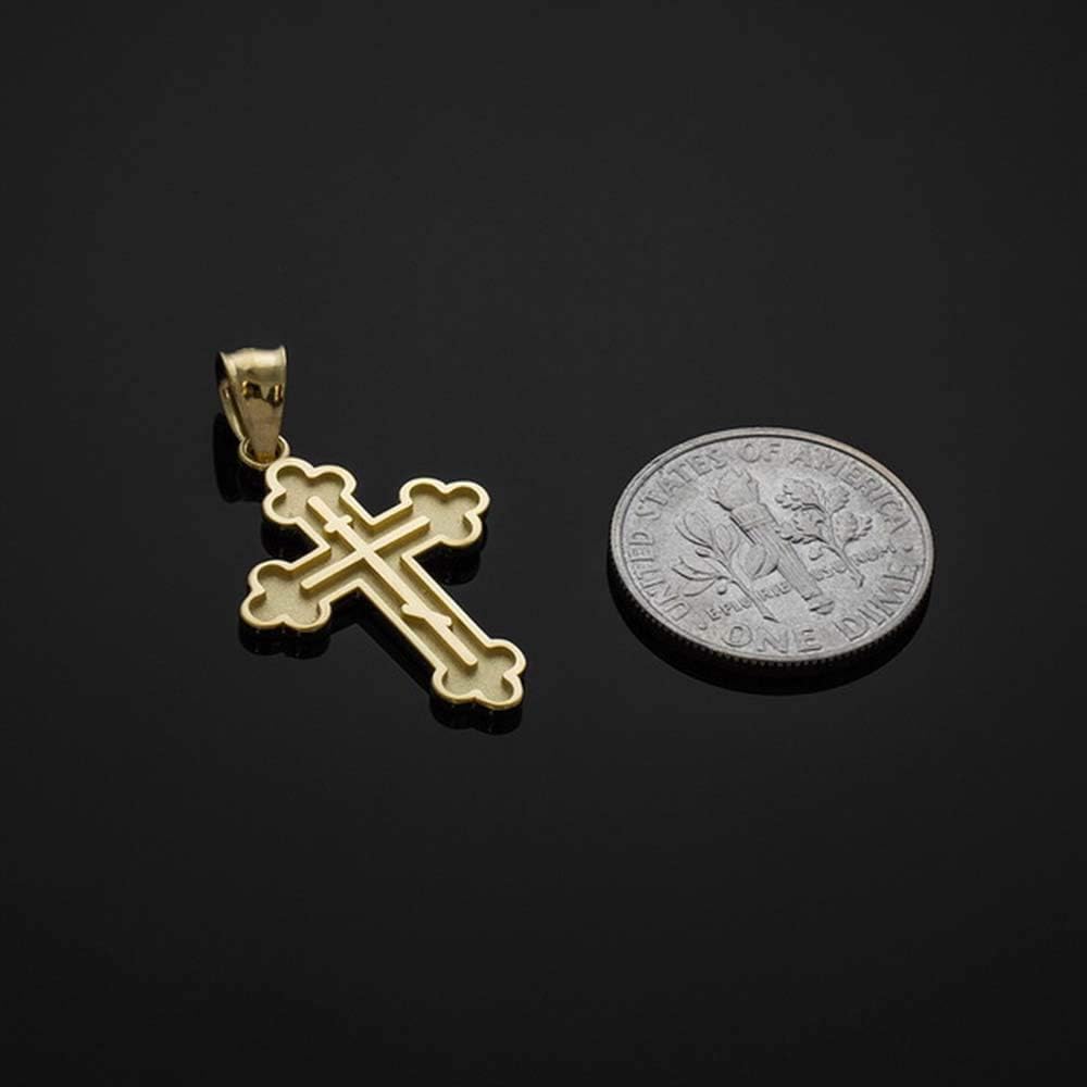 Certified 10k Gold Eastern Orthodox Cross Charm Pendant (Yellow-Gold) - Image 3