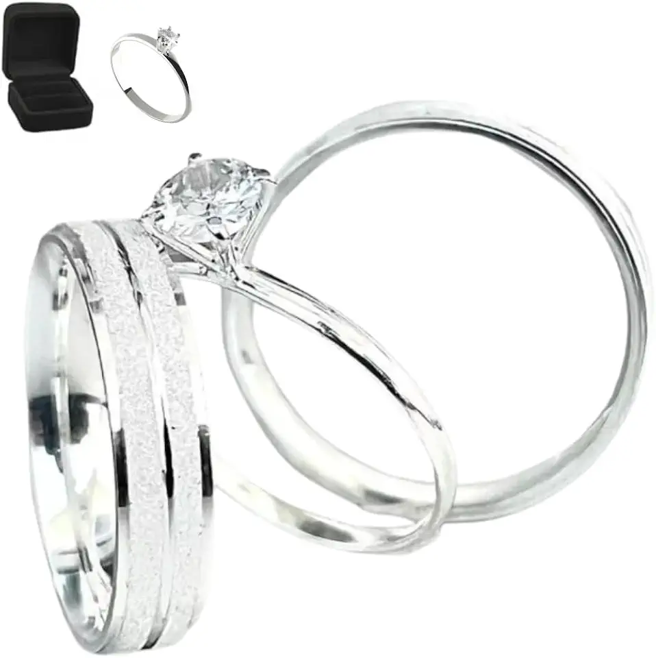 Par De Aliança Com Solitário Namoro Compromisso Elegant (4mm) + Caixa de Veludo + Mimo Surpresa