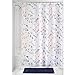 Produktbild iDesign Twiggy Floral Duschvorhang | geblümter Badewannenvorhang mit Aufhängung an 12 Ösen| Vorhang der Größe 183,0 cm x 183,0 cm zum Duschen | Polyester marineblau/koralle