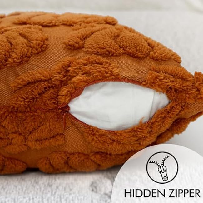 2 Pieces Fall Pillow Case Cover 18x18 Pumpkin Pattern Soft Plush Faux Wool Couch Throw Pillow Covers Decoration