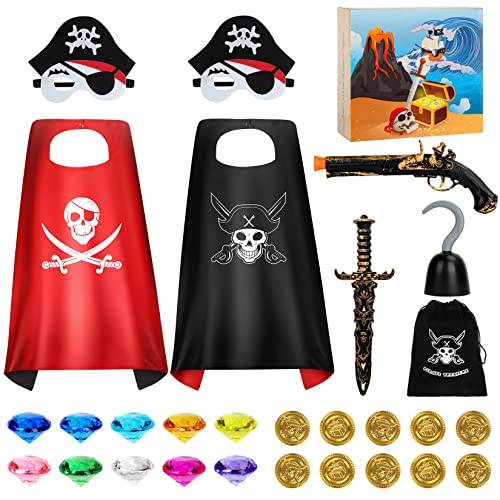 Kids Pirate Costume, Pirate Costume Set For Kids, Pirate Cosplay Pretend Dress Up For Christmas Pirate Cosplay Party With Pirate Cape, Masks, Pirate Accessories, Halloween Christmas Gift For Kids #TOP4