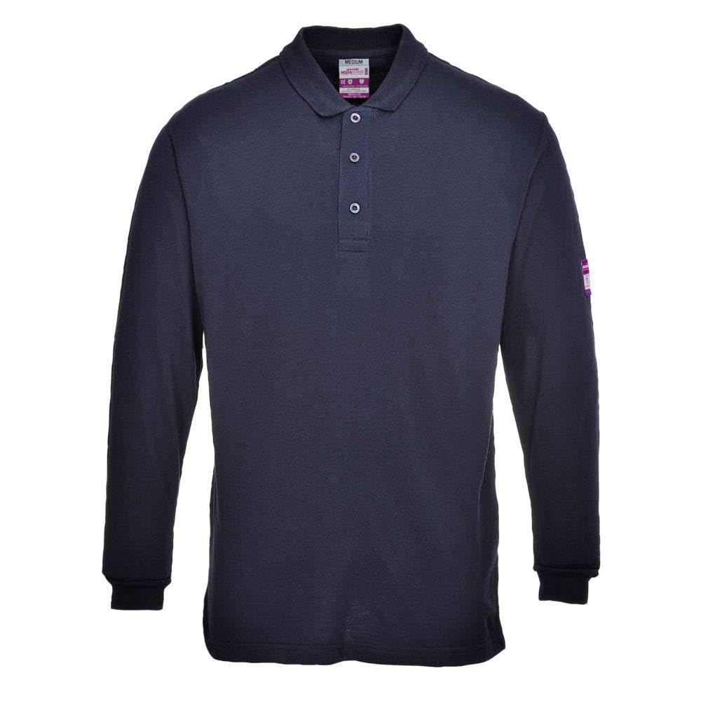 Portwest Flammhemmendes, antistatisches Langarm Poloshirt, Größe: 4XL, Farbe: Marine, FR10NAR4XL