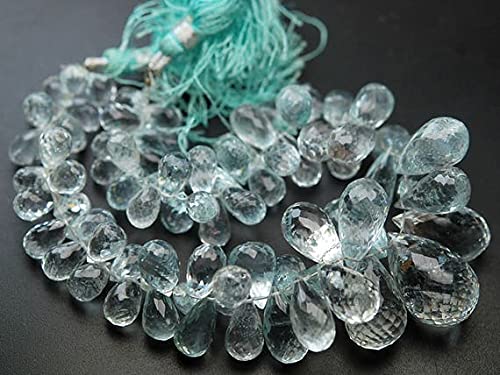 Gouttes aigue-marine naturelle facettées briolettes 9-23MM pour création de bijoux
