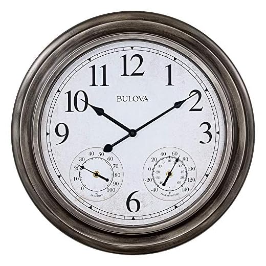 Bulova C4125 Block Island Wall Clock, Aged Silver-Tone