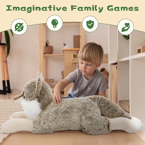 Image of BENINY 30 Inch Giant Wolf Stuffed Animal, Big Soft Wolf Plush Toy, Fluffy Stuffed Wolf Pillow Plushie for Kids, Boys, Girls, Birthday