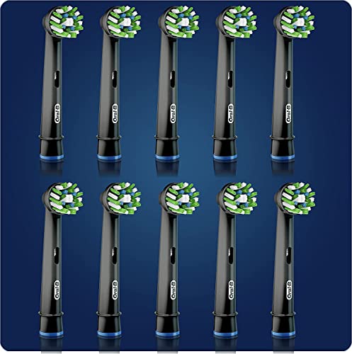Image of Oral-B CrossAction Toothbrush Head Black, CleanMaximiser Technology, 10 Counts, Mailbox Sized Pack, 7 g