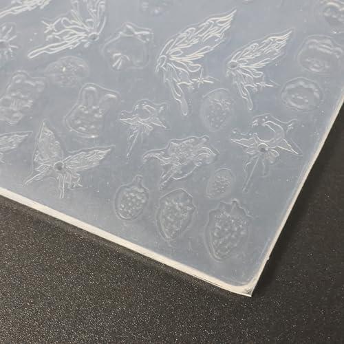 yueton 2Pack Flower Butterfly Nail Art Silicone Molds Cute Cartoon Nail Sticker Molds Decor Tool