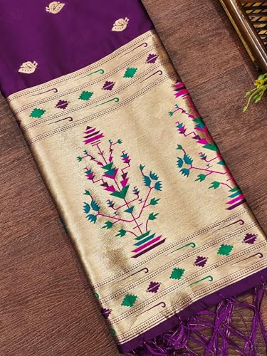 Image of DEVANGI Women's Woven Paithani Banarasi Silk Dupatta /Chunni For Women, Floral Print 1 Meter Wide and 2.3 Meter Length Printed Designer Dupatta /Chunni For Girls