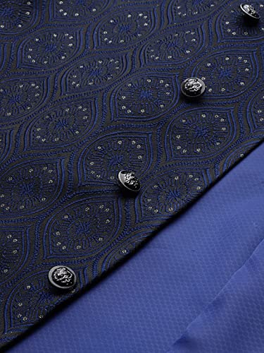 Image of MANQ Men Fawn Woven Jaquard Silk Nehru Jacket
