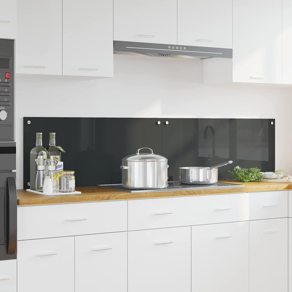 Solivagant Küchenrückwand 2 pcs Dunkelgrau 90 x 40 cm Gehärtetes Glas, Küche Esszimmer,Küchenhelfer -utensilien, 12.1 kg-3415464