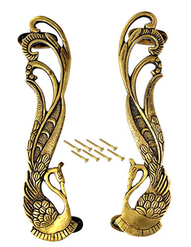 Exclusive Discount 80% Offer eSplanade - 11" Designer Peacock Brass Door Handle Pair (2 pcs)  Home Decor 