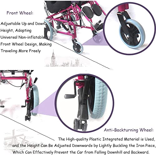 Silla de ruedas completamente reclinable para niños con parálisis cerebral Silla de ruedas infantil plegable liviana de aluminio con respaldo alto, mesa de comedor adecuada para edades de 2