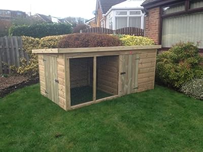 Pinelap quality wooden 10x4 compact deluxe T&G dog kennel & run - 10-year anti rot timber