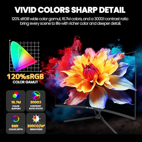 Image of CRUA 32'' 4K Curved Gaming Monitor, UHD 3840x2160 240Hz VA Screen, 1500R, FreeSync, 120% sRGB, Built-in Speakers, PIP /PBP, DP 1.4 & HDMI 2.1, Tilt Adjustable /Wall Mountable-Black