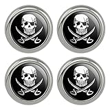Pirate Skull Crossed Swords Tattoo Design Metal Craft Sewing Novelty Buttons - Set of 4