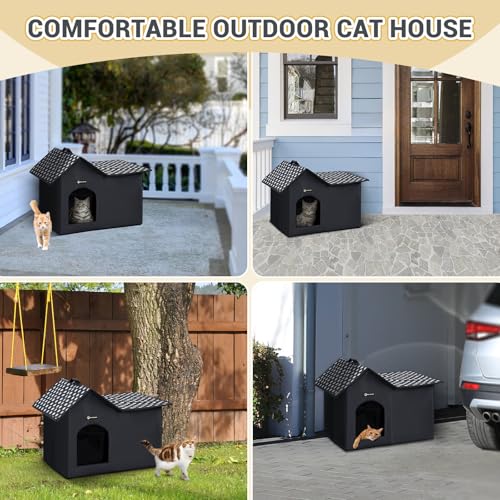 MIU Color Outdoor Cat House, Upgraded Large Double Roof Weatherproof Cat House for Outdoor Cats, Insulated Wild Cat Shelter with Removable Soft Padding, Easy to Assemble,20" x 13.8" x 16" inch - Image 5