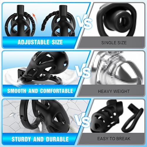 Image of Uoffile Male Chastity Cage Devices, Lightweight Sissy Chastity Cage with 8 Adjustable Cock Rings and Invisible Lock, Man Penis Exercise Bondage Gear & Accessories Couple BDSM Adult Sex Toys Game