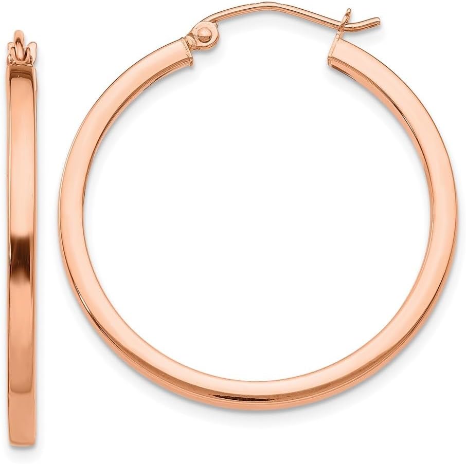 Diamond2Deal 14k Rose Gold Lightweight Square Tube Hoop Earrings