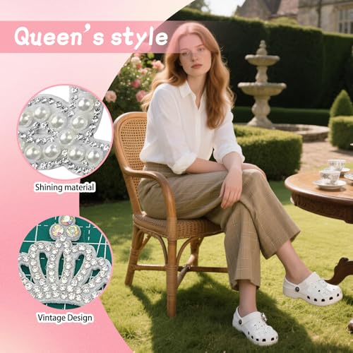 SANTUO Croc Charms Diamond Pearl Shoes Decorations for Jibbitz Crocs Bling Shiny Crocs Charms for Women Party Birthday Wedding DIY Clog Sandals Croc Accessories（Queen） - Image 4
