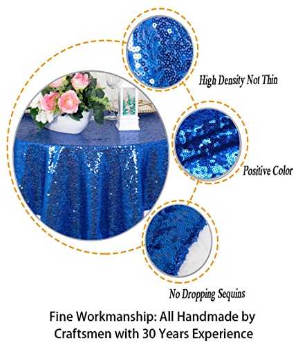 50''X50'' Square Royal Blue Sequin Tablecloth Sequin Table Overlays Small Table Cover Glitter Table Cloth For Birthday Party Glam Wedding Decor #TOP2