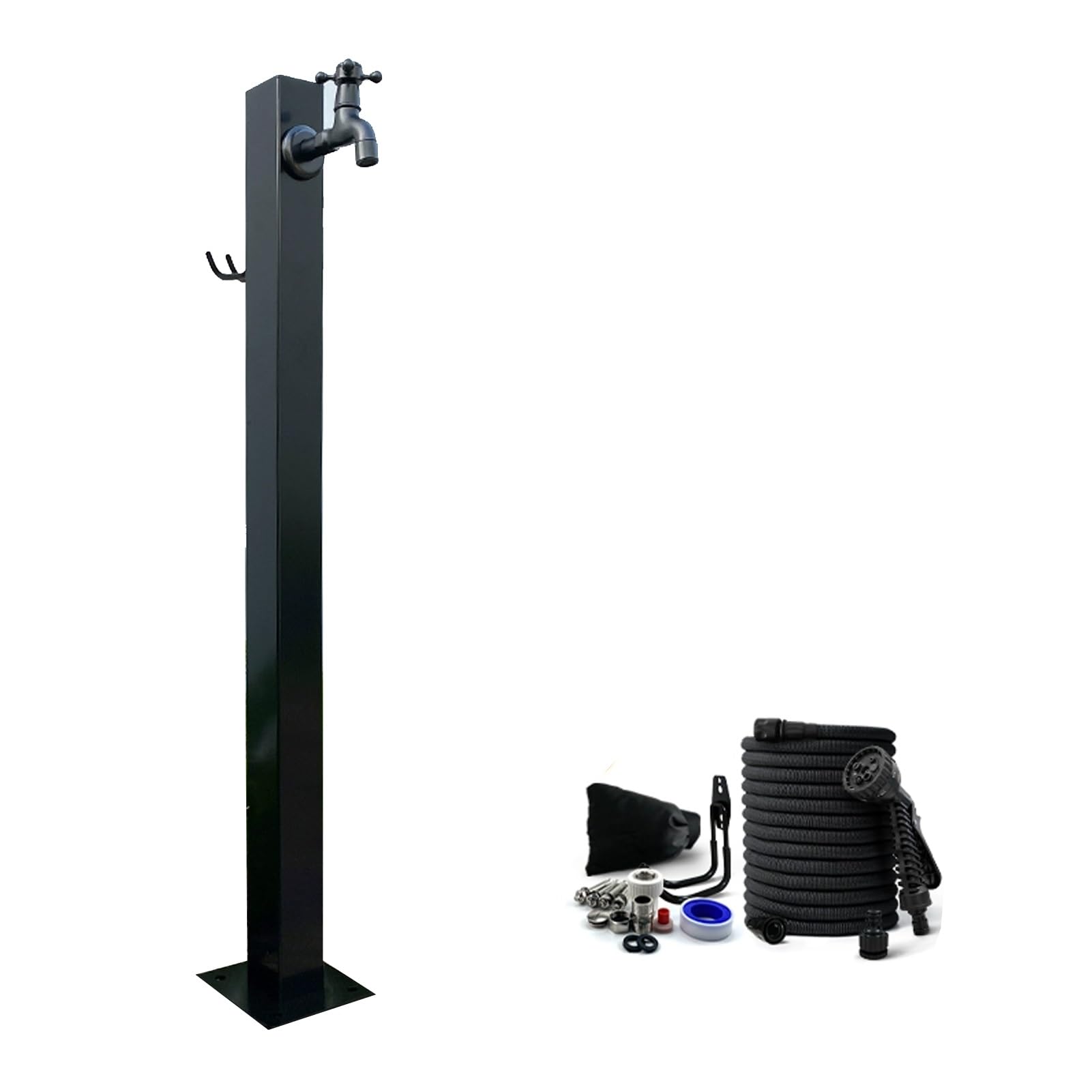 Colonna d'acqua autoportante per esterni, rubinetto anti-perdite con erogatore, fontana idrante da giardino, rubinetto da pavimento per irrigazione e uso in giardino (marrone)