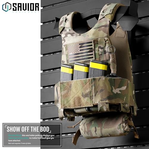 Savior Equipment Wall Rack System H.A.B Attachment Tactical Gear Wall Mount Organizer, Military Helmet Vest Belt Display Rack Plate Carrier Hanger, Heavy-Duty Steel Construction Hold Up to 80 lbs by Savior Equipment - Used condition - Image 4