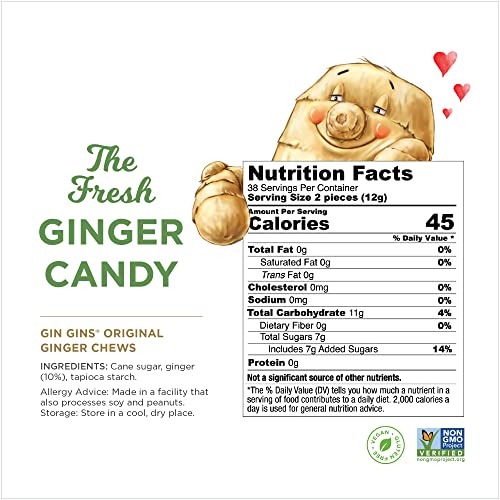 image for GIN GINS Original Chewy Ginger Candy by The Ginger People® - Anti-Nau