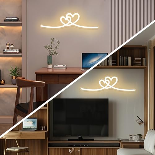 Image of Double Heart Neon Signs for Wall Decor Twin Hearts Led Sign Dimmable Warm White Neon Heart Sign Love Decorations for Girls Minimalist Bedroom(16.3 inchx 4.33 inch)