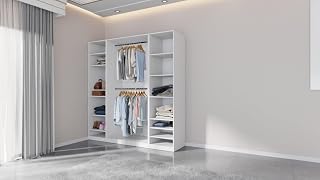 Kleiderschrank 200 cm TRES G ohne Türen - offenes Schranksystem mit Regalen & Kleiderstange WEIß