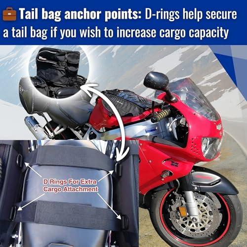Alforjas Saddlebag Voyager para Motocicleta - Par Negro, 44 L, Montaje en Asiento, Cierre con Cremallera, Impermeables, Hechas de Poliéster 1200D miniatura 6