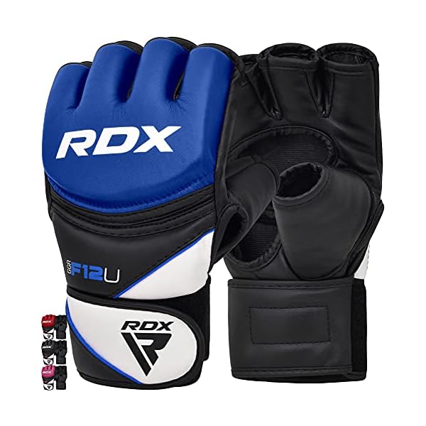 RDX-MMA-Gloves-Grappling-Sparring-Maya-Hide-Leather-Open-Ventilated-Palm-Kickboxing-Mixed-Martial-Arts-Muay-Thai-Pro-Training-Boxing-Punching-Bag-Workout-Half-Finger-Adjustable-Wrist-support-Mitts RDX MMA Gloves Grappling Sparring, Maya Hide Leather, Boxing Gloves Men Women Muay Thai Martial Arts Training, Half Finger Adjustable Mitts Wrist Support Kickboxing Cage Fighting Punching Bag Workout