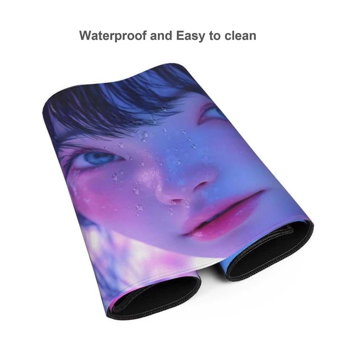 Alfombrilla de ratón 1400x600x3 MM, Alfombrilla Ratón XXL Extendida de Gran Tamaño con Bordes Cosidos, Base de Goma Antideslizante Almohadilla para Teclado, Cherry Blossom Woman S-12155