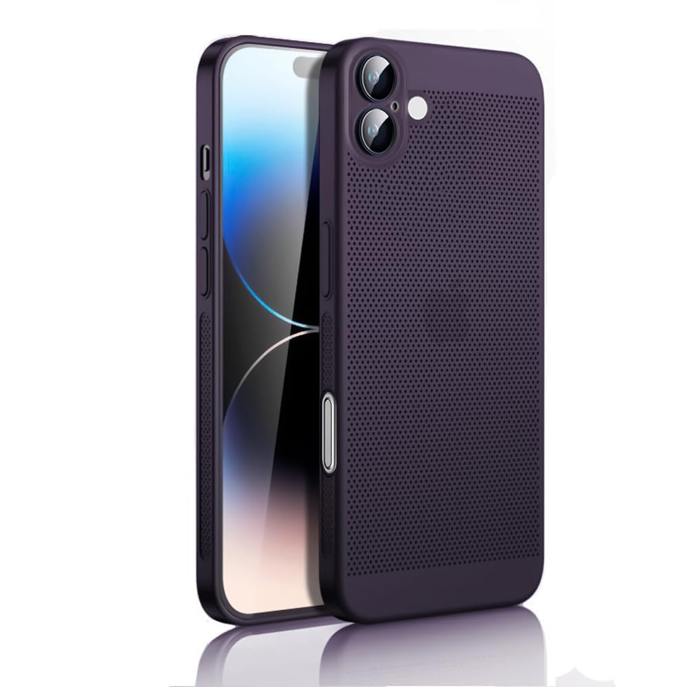 Dl3 Mobilak Case For iPhone 16 6.1-Inch Heat Dissipation Case with Built-in Camera Lens Protector Slim Fit Breathable Cooling Anti-Fingerprint Hard PC Back Shockproof Cover