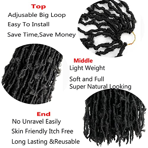 Ahrencan Butterfly Locs Crochet Hair 24 Inch, 6 Packs Pre Looped Distressed Faux Locs Crochet Hair For Women, Soft Long Black Butterfly Locs, Prelooped Synthetic Braid Hair Extension(24Inches,6Packs,1B#) #TOP4