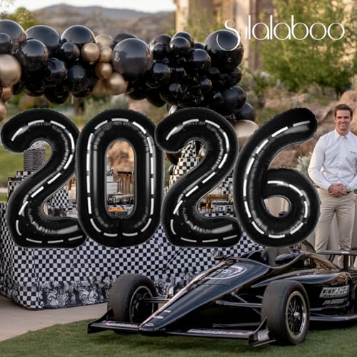 Image of Race Car 40 Inch Black 18 Big Large Helium Balloon Number 0-9 | Track Giant Digital 18th Foil Mylar Party Balloons for Men Birthday Car Theme Party Anniversary Graduation Decorations