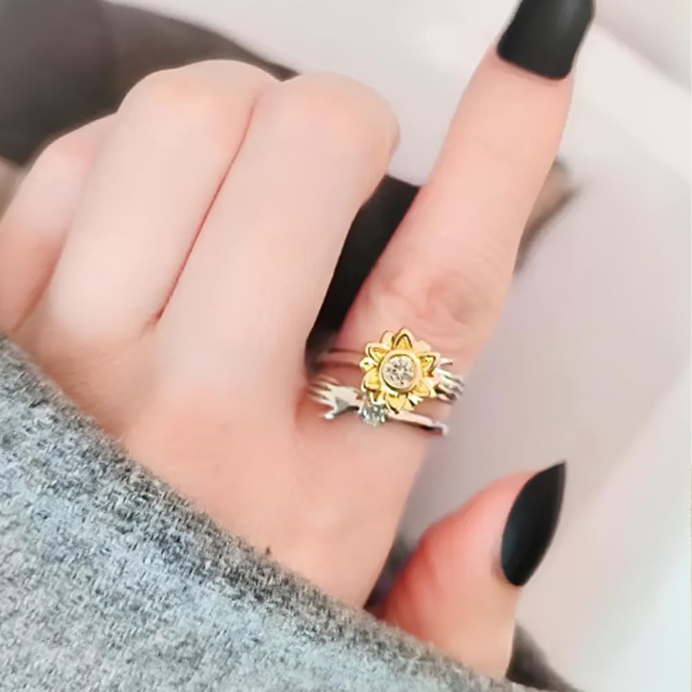 Anello da Donna Argento Sterling 925 - Anello Ispirazionale e di Incoraggiamento per Donne Ragazze Dimensione Pollice Regolabile Anelli allontanare ansia - Cofanetto incluso