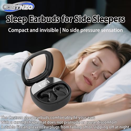 Image of Sleep Earbuds for Side Sleepers - Sleep Headphones with Sleep Mode, Non-in Ear Design for Pain-Free All Night Comfort (Black)